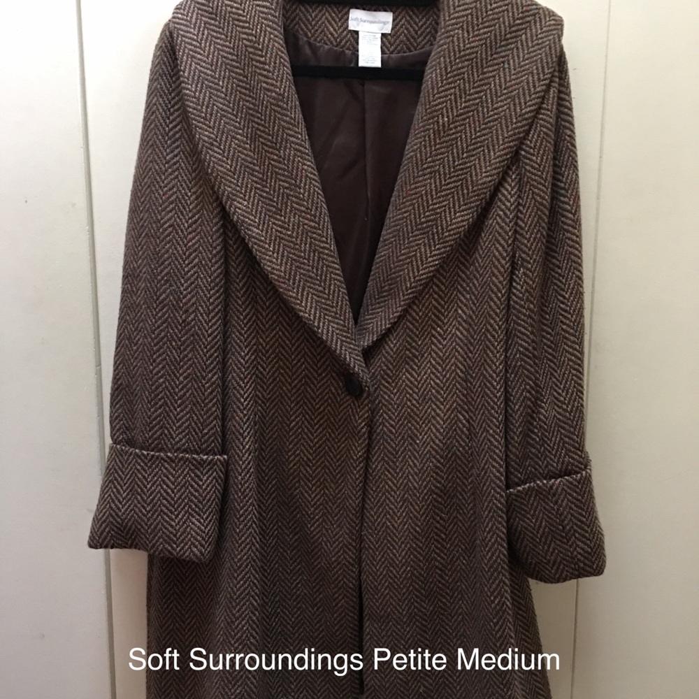 Soft Surroundings car length coat. LOOKS SO GOOD ON, has a little vintage vibe.